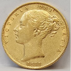 AUSTRALIA 1871 . ONE 1  SOVEREIGN . SYDNEY . GOLD